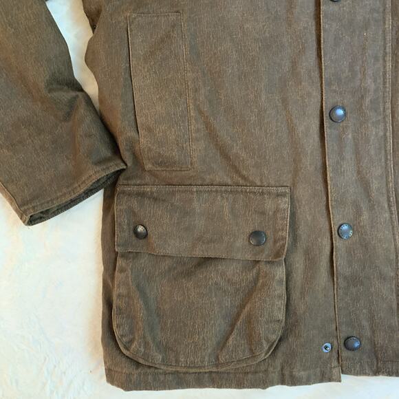 Barbour Weather Worked Beaufort Wax Jacket Mens Large Brown Chore Utility Coat - Picture 5 of 14